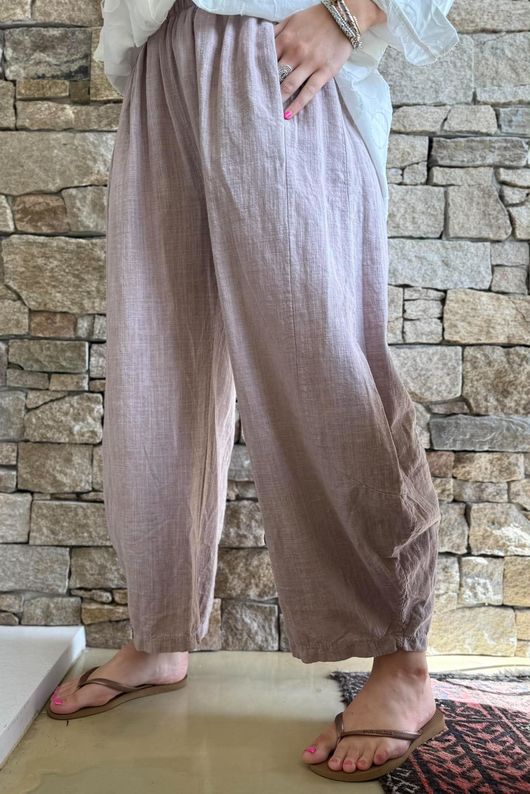 Frame Cotton Vintage Wash Barrel Pant Setting Plaster